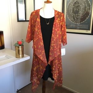 LuLaRoe Shirley Kimono, Rust Floral